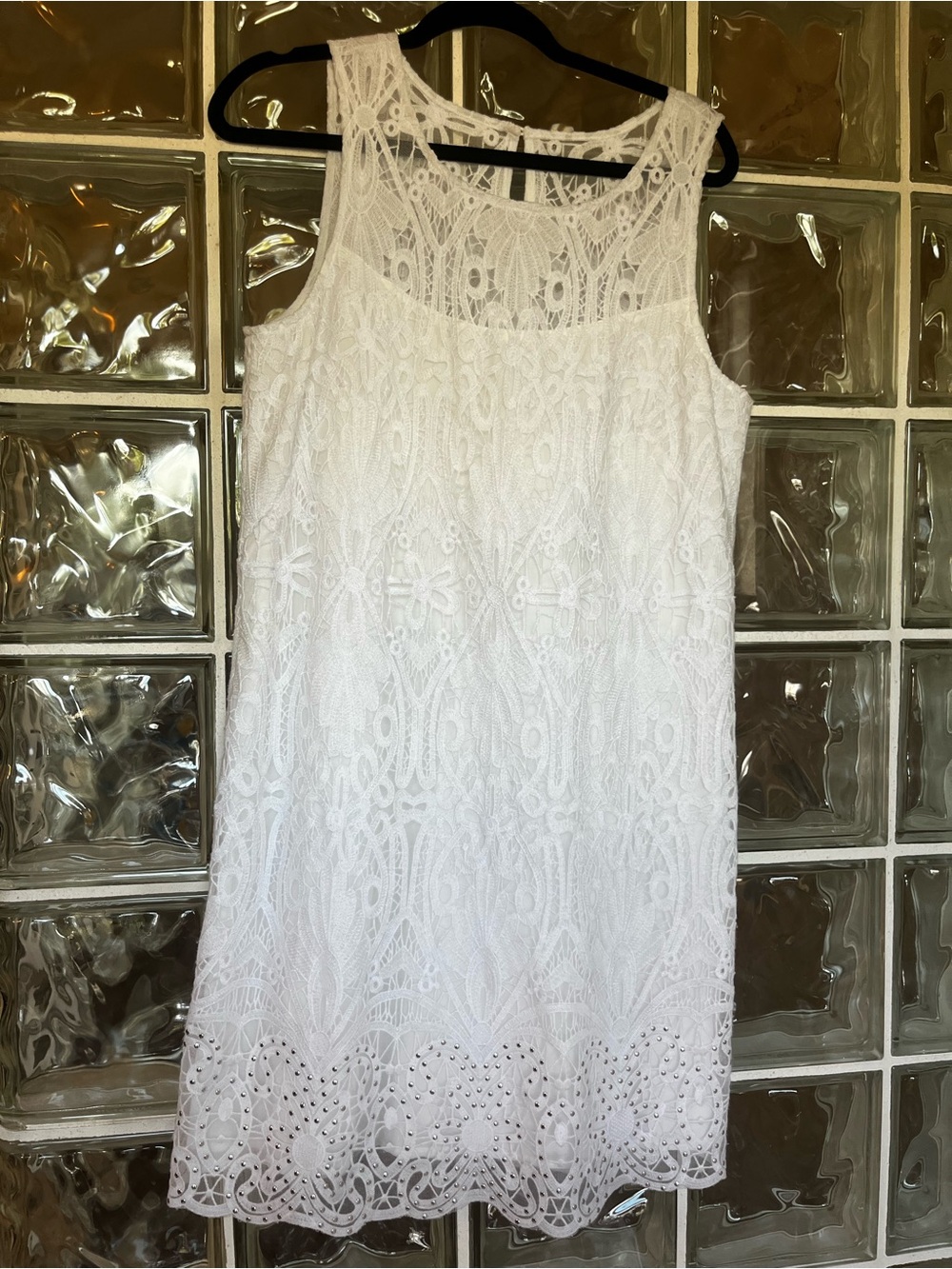 White House Black Market White Lace Midi Shift Dress